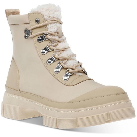 Steve Madden Shoes - NEW Steve Madden Womens Hildy Tan Lug Sole Lace Up Ankle Boots Shoes size 9.5
